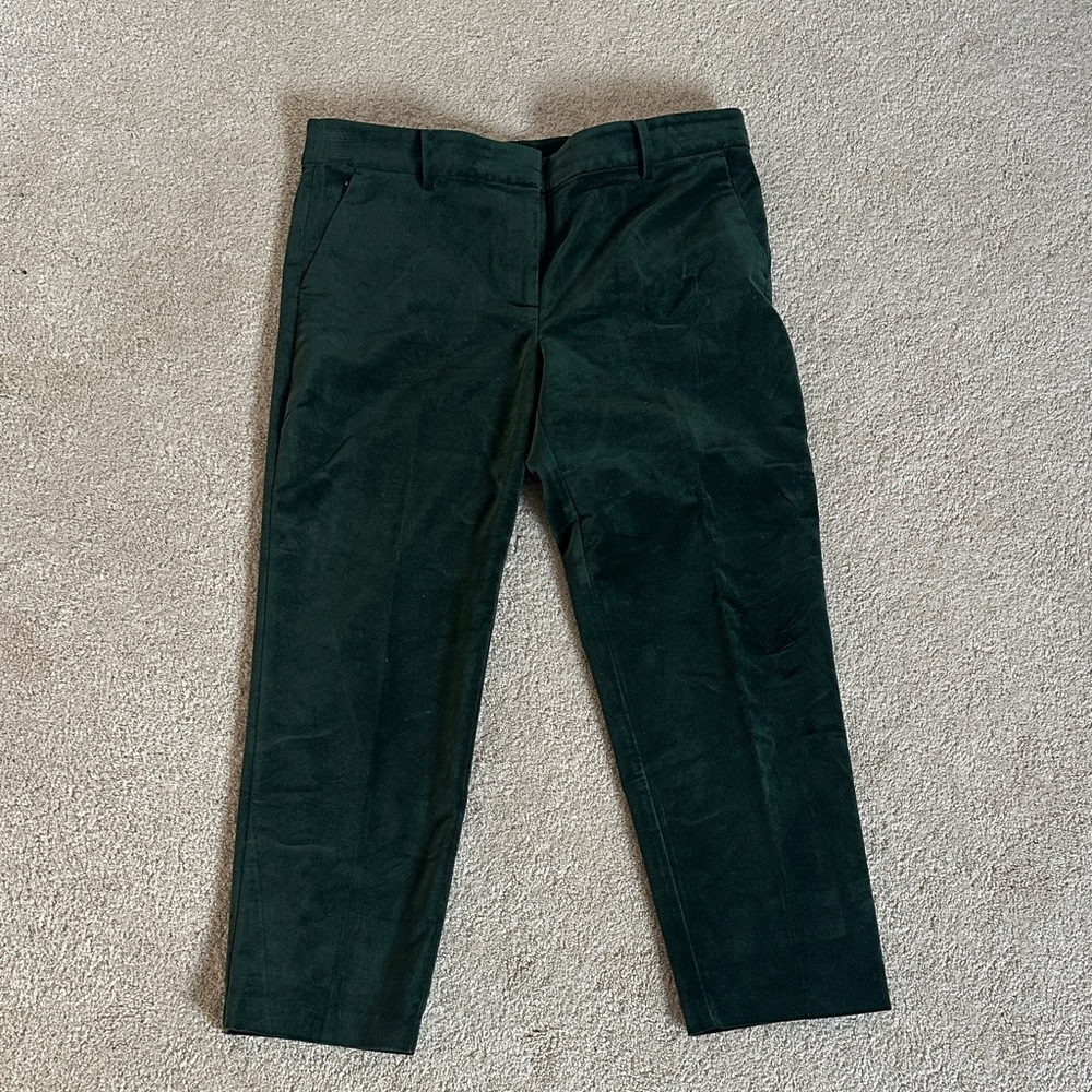 LOFT  Dark Green Velvet Riveria Slim  Pant